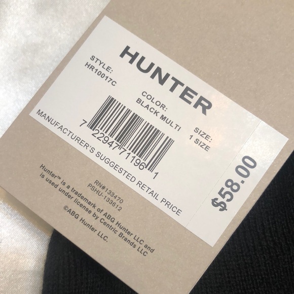 Hunter Branded Striped Cuffed Beanie Hat Color Black Multi One Size NWT - Picture 6 of 14